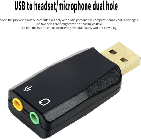 Kinetxiaxia USB da 3,5 mm Adattatore audio jack stereo, cavo da USB a AUX, dispositivi periferici del computer Chip incorporato per Windows Mac Linux PC Laptop desktop PS4 Black Cuffie Black - Image 6