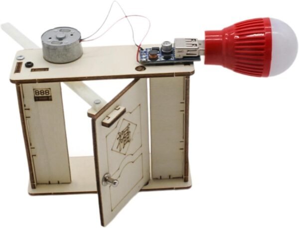 Folpus Modello di generatore Manuale in Legno Modello Dinamo Piccolo Gadget tecnologico con Stelo Giocattolo di scienze fisiche per Bambini in età scolare