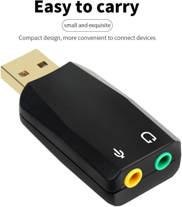 Kinetxiaxia USB da 3,5 mm Adattatore audio jack stereo, cavo da USB a AUX, dispositivi periferici del computer Chip incorporato per Windows Mac Linux PC Laptop desktop PS4 Black Cuffie Black - Image 7