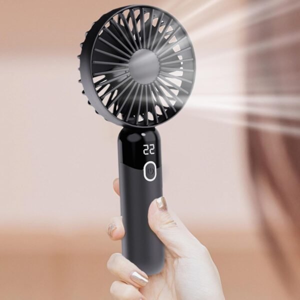 Ventilatore portatile ricaricabile | Ventilatore portatile USB da 1200 mAh, ventilatore portatile ad aria con display digitale, ventilatore personale ricaricabile per interni ed esterni - Image 9