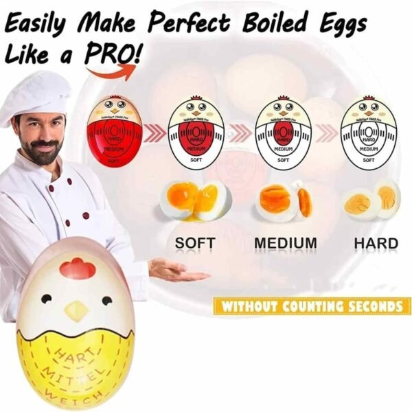timer per uova per bollire le uova - timer per uova a forma di cartone animato con tecnologia che cambia colore | Gadget da cucina sicuro e senza rotture per bollire le uova | Ideale per casa, dormito - Image 5