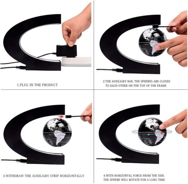 Globi magnetici galleggianti e levitanti Mappa del mondo da 3 "con luci a led, decorazioni da ufficio per uomini Regali di compleanno unici - Image 8