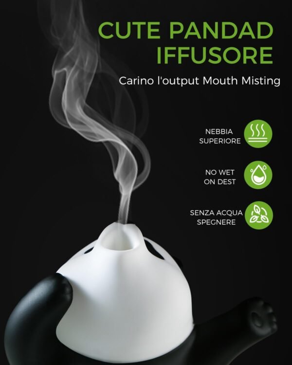 Diffusore di oli essenziali Panda - Simpatico diffusore di aromi rotante per la casa con luce a 7 colori, diffusore di aromaterapia per camera da letto e ufficio - Image 2