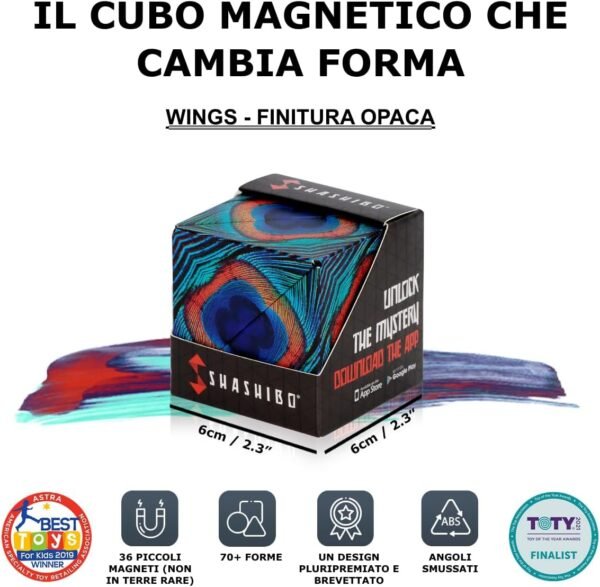 SHASHIBO Cubo Cambiaforma - Cubo Antistress, Pluripremiato e Brevettato, con 36 Magneti in Terre Rare - Oltre 70 Forme Diverse (Wings) - Image 2