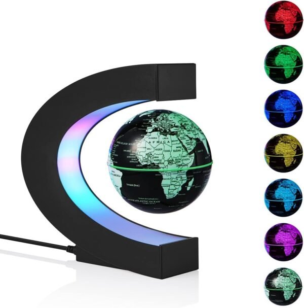 Magnetico Levitazione Galleggiante Mappa del Mondo Globo Multi-Color Cambiando Rotante Globo Levitante con Luci LED Ufficio Casa Decorazione Gadget per Amico Insegnante Business Compleanno Regalo