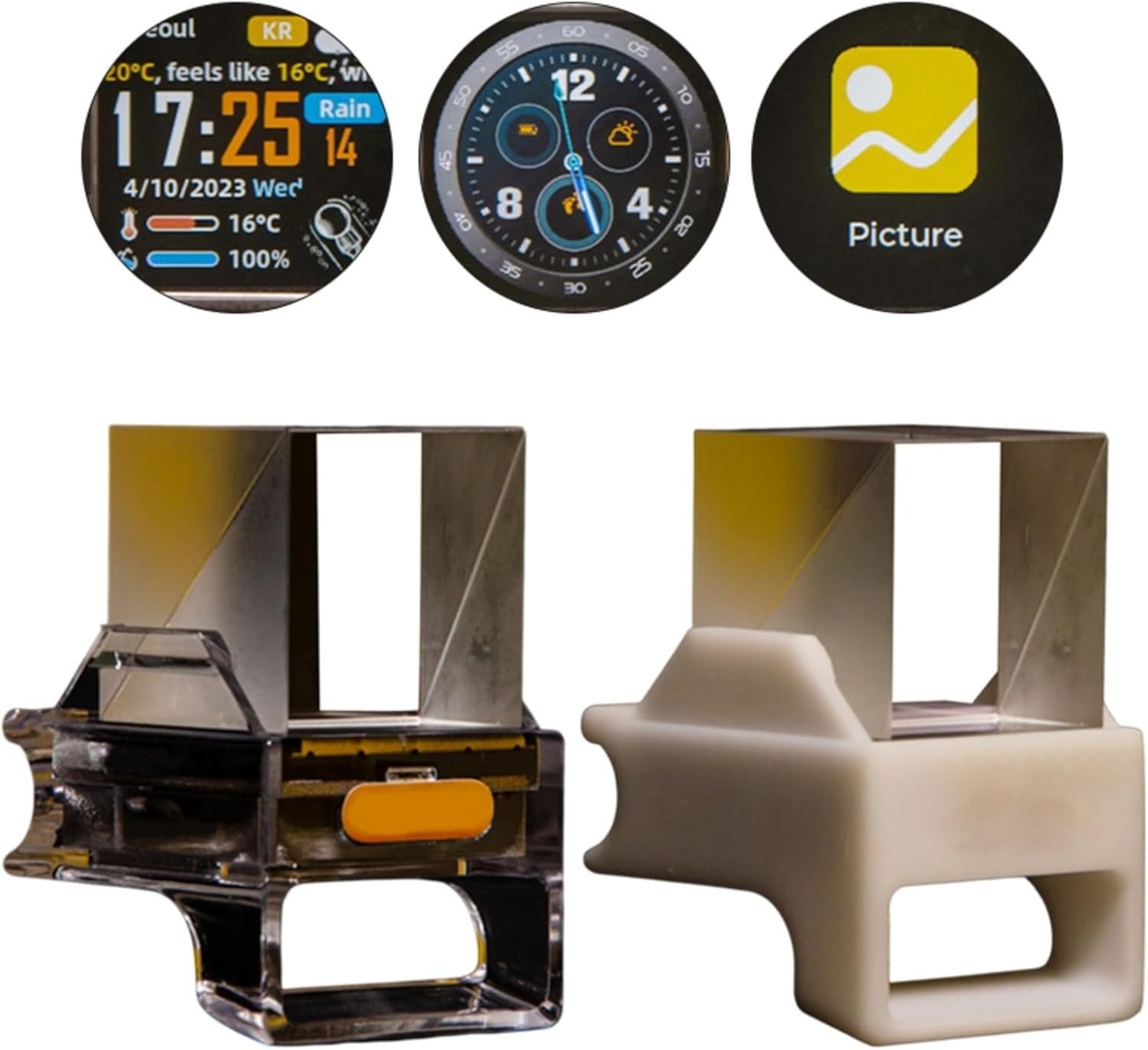 FUBESK Mini orologio con proiezione olografica 3D in tempo reale, cornice digitale per foto e lettore GIF, gadget tecnologico moderno per decorazione da scrivania (1065 cm, 2 colori) (bianco) - Image 2