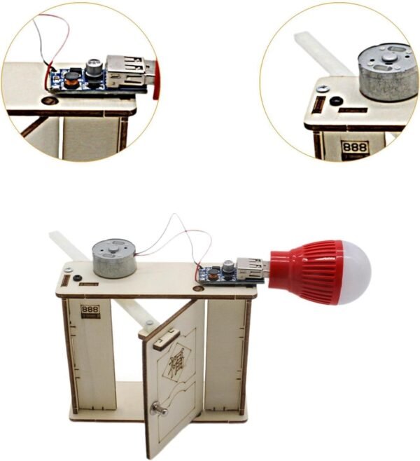Folpus Modello di generatore Manuale in Legno Modello Dinamo Piccolo Gadget tecnologico con Stelo Giocattolo di scienze fisiche per Bambini in età scolare - Image 5