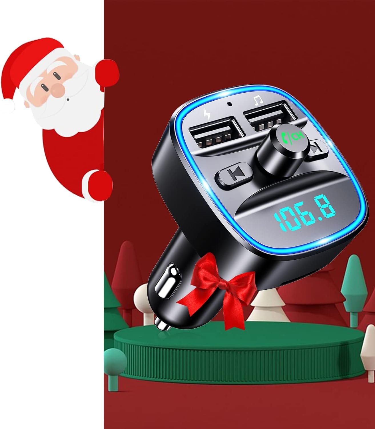 Mohard Trasmettitore FM Bluetooth 5.3 per Auto, Adattatore Bluetooth Auto Audio Radio Lettore Musicale MP3, Chiamata Vivavoce, Porte USB Doppie (5V/2.4A & 1A), Lettore di Schede TF & Chiavetta USB - Image 8