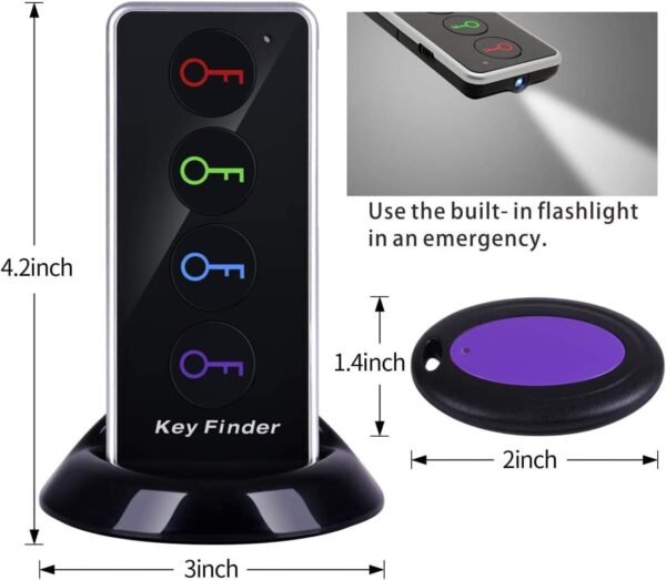 Reyke Localizzatore Chiavi Trova Chiavi,Trasmettitore wireless Key Finder, Remote Finder w/torcia LED per i tasti del telefono cellulare degli animali domestici - Image 2