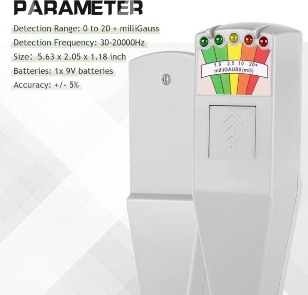 color tree Portatile LED EMF Detector Rilevatore di caccia ai fantasmi a campo elettromagnetiche magnetico Tester di apparecchiature paranormali 50Hz-20.000Hz Bianca - Image 4