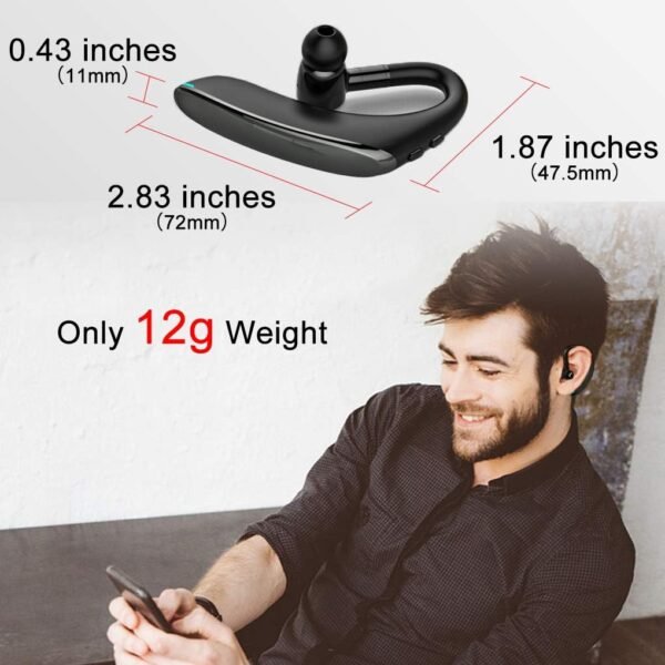 Auricolare Bluetooth V5.0, Fino a 18-22 Ore di Autonomia, Cuffie Bluetooth Handsfree, con Tecnologia Avanzata di Cancellazione del Rumore, adatto per Business/Ufficio/Guida - Image 7