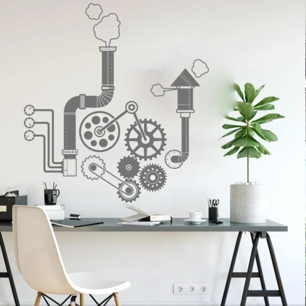 SHELOG Ingranaggi moderni e gadget adesivi murali macchinari tecnologia per ufficio adesivi murali scienza sala giochi decorazioni per la casa in vinile - Image 2