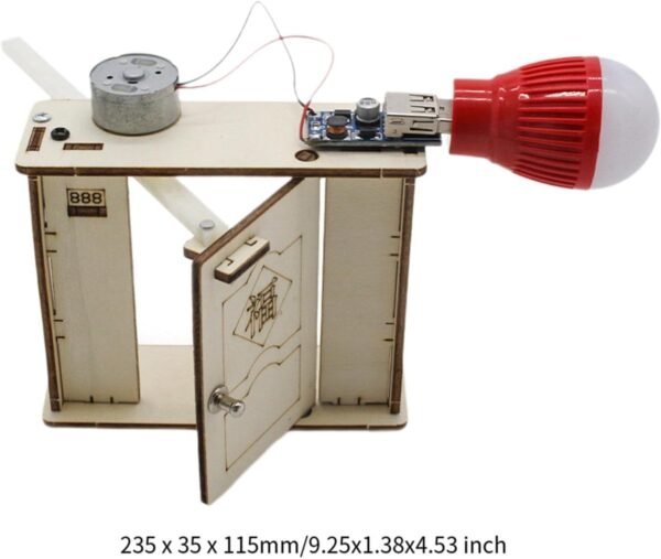 Folpus Modello di generatore Manuale in Legno Modello Dinamo Piccolo Gadget tecnologico con Stelo Giocattolo di scienze fisiche per Bambini in età scolare - Image 2