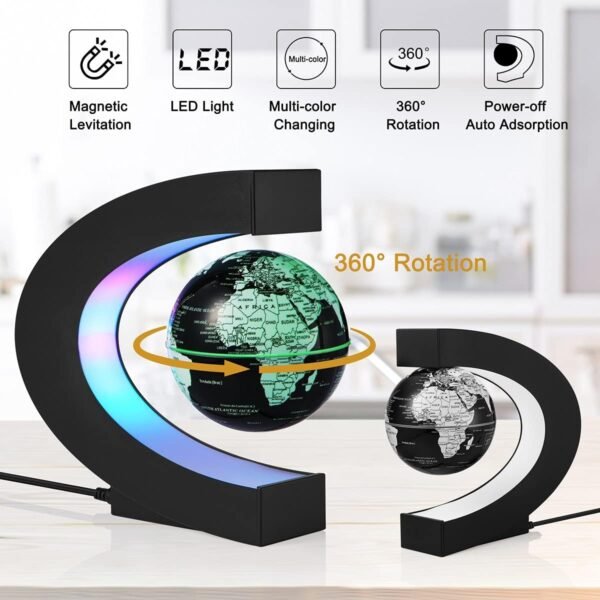 Magnetico Levitazione Galleggiante Mappa del Mondo Globo Multi-Color Cambiando Rotante Globo Levitante con Luci LED Ufficio Casa Decorazione Gadget per Amico Insegnante Business Compleanno Regalo - Image 2