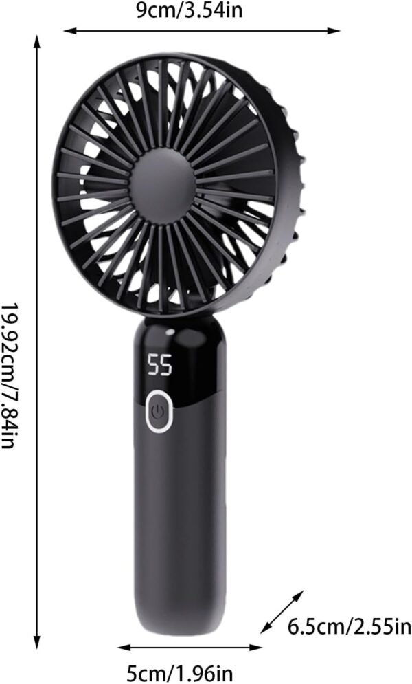 Ventilatore portatile ricaricabile | Ventilatore portatile USB da 1200 mAh, ventilatore portatile ad aria con display digitale, ventilatore personale ricaricabile per interni ed esterni - Image 5