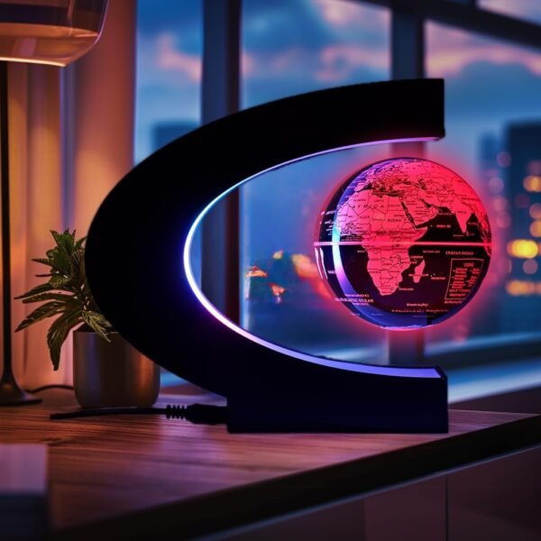 Globi magnetici galleggianti e levitanti Mappa del mondo da 3 "con luci a led, decorazioni da ufficio per uomini Regali di compleanno unici - Image 3