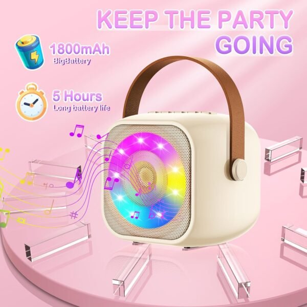 Karaoke per Bambini con 2 Microfoni, Microfono Bambini con Luce LED, Macchina Karaoke Portatile Microfono Wireless con Effetti di Cambio Voce, Giocattoli Elettronici Regali per Bambini da 3 a 18 anni - Image 5