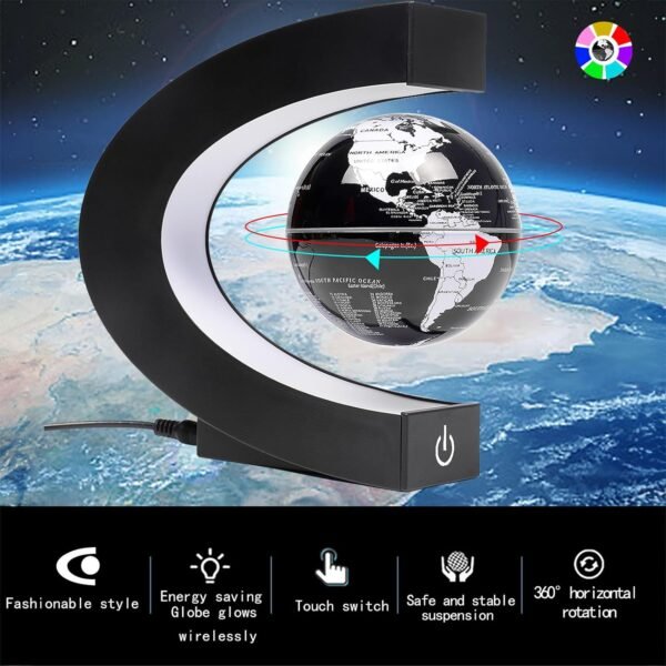 Globi magnetici galleggianti e levitanti Mappa del mondo da 3 "con luci a led, decorazioni da ufficio per uomini Regali di compleanno unici - Image 5