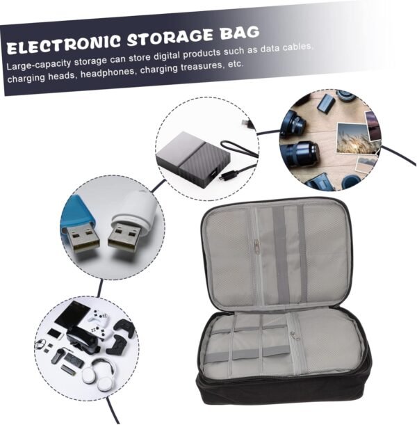 TINEASUR Borsa Organizzatore Elettronico Da Viaggio Impermeabile Contenitore Per Accessori Elettronici Supporto Per Cavi USB e Gadget Design a Tre Strati - Image 8