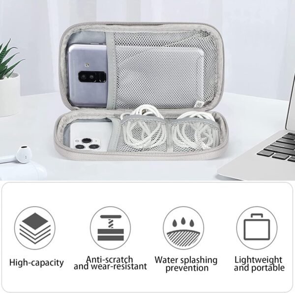 MHYMX Organizer da viaggio per elettronica, organizer per cavi da viaggio, piccola borsa tecnologica, organizer universale per caricabatterie, gadget da viaggio, custodia per cavi, power bank e - Image 6