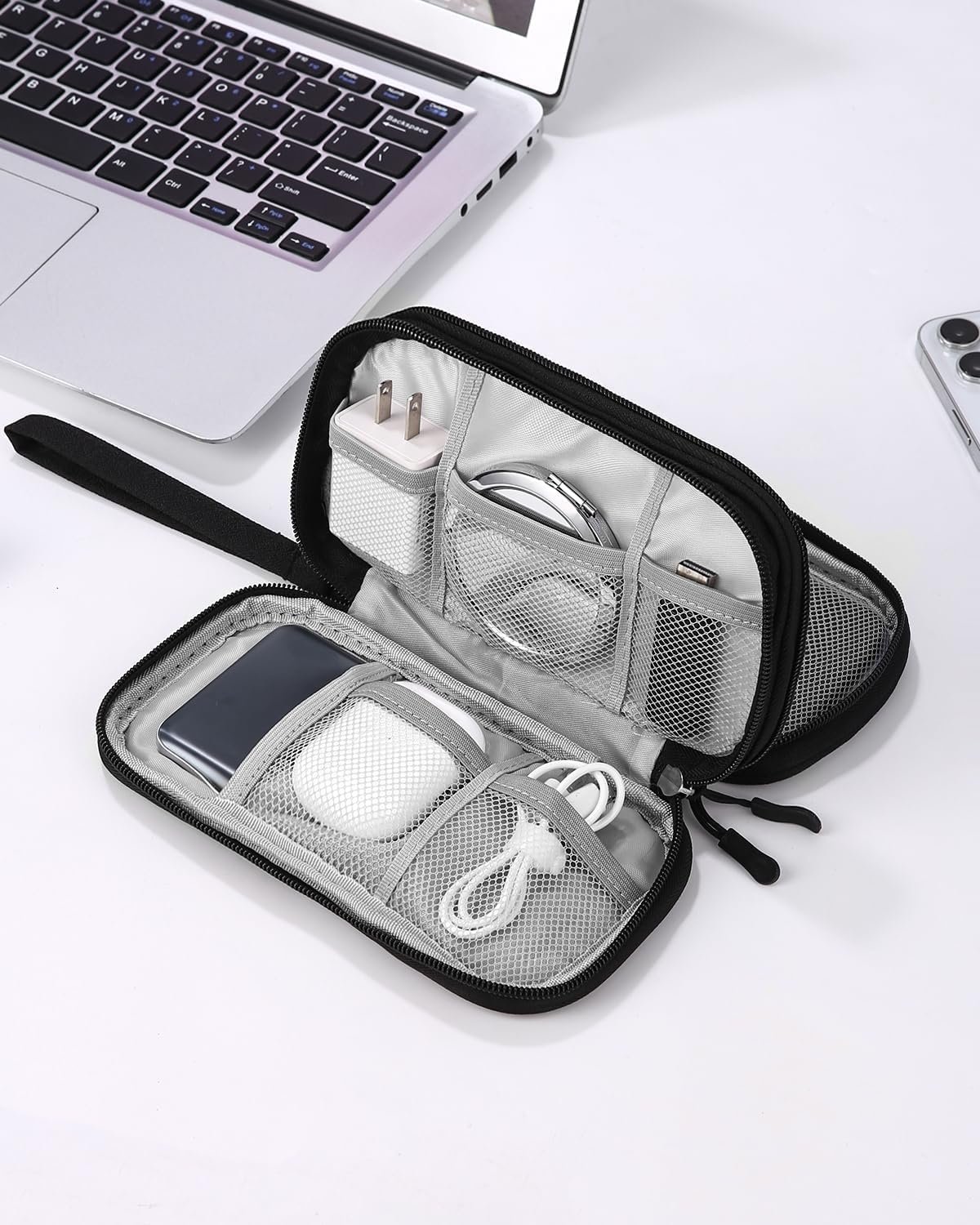 SOBEAU Borsa per Cavi, Elettronici Porta Cavi Organizer Viaggio, Accessori Borsa Custodia, Borsa Universale Organizer Cavi Portatile per USB, Schede SD, Caricabatterie, Hard Disk,Nero - Image 7