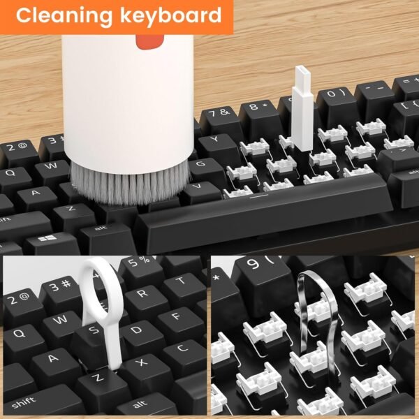 20 in 1 Kit Pulizia per Airpods Penna Pulisci Auricolari - Soft Keyboard Cleaner Brush Multifunzione Polvere Spazzola Estrattore per Tastiera Pulizia, Bianco Avorio - Image 2