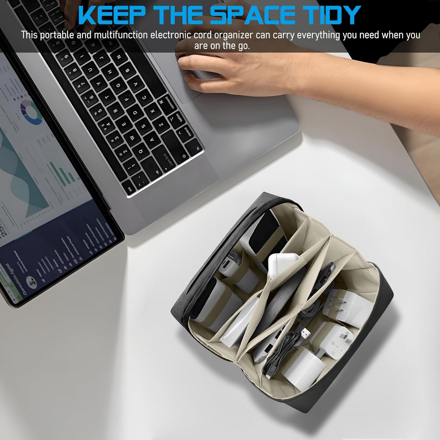 AUSYIWI Organizer Cavi da Viaggio, Organizer Cavi, Viaggio Resistente All'acqua, Multifunzione Organizzatore - Image 3