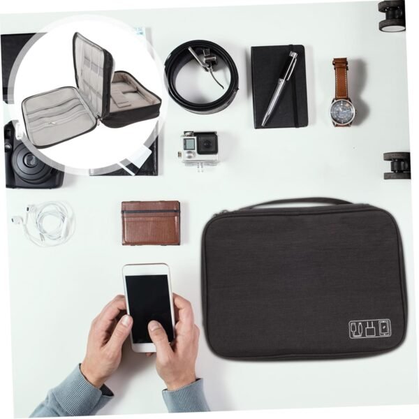 TINEASUR Borsa Organizzatore Elettronico Da Viaggio Impermeabile Contenitore Per Accessori Elettronici Supporto Per Cavi USB e Gadget Design a Tre Strati - Image 4