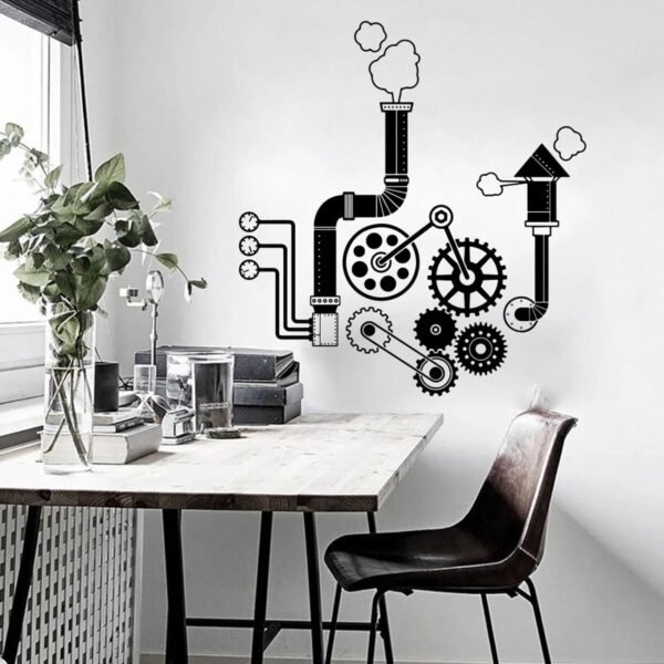 SHELOG Ingranaggi moderni e gadget adesivi murali macchinari tecnologia per ufficio adesivi murali scienza sala giochi decorazioni per la casa in vinile