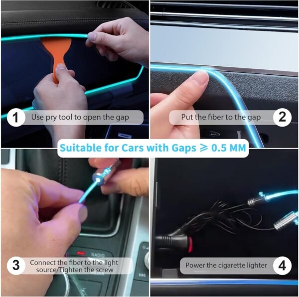 Wilktop Striscia LED RGB per interni auto, 6 meter, per auto, con app - Image 3