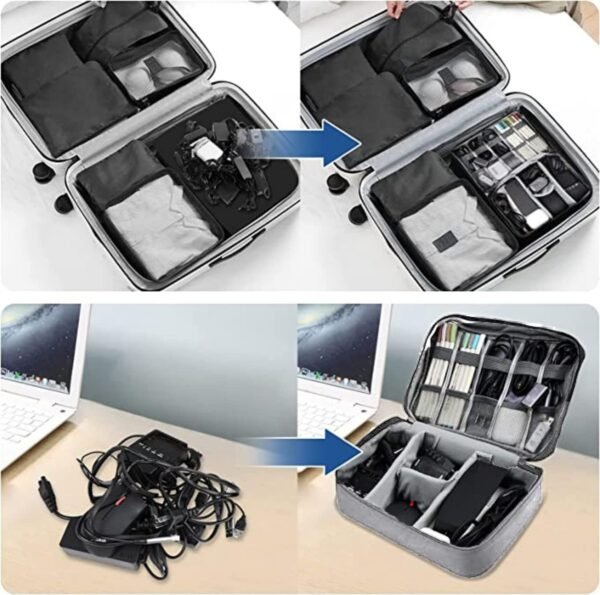 Organizer Cavi, Borsa Accessori Elettronici, Borsa Organizer per Cavi Elettrici, Organizzatore Multifunzione per Fotocamera Disco Rigido Caricatore, Elettronica Viaggio Custodia Organizzatore(grigio) - Image 8