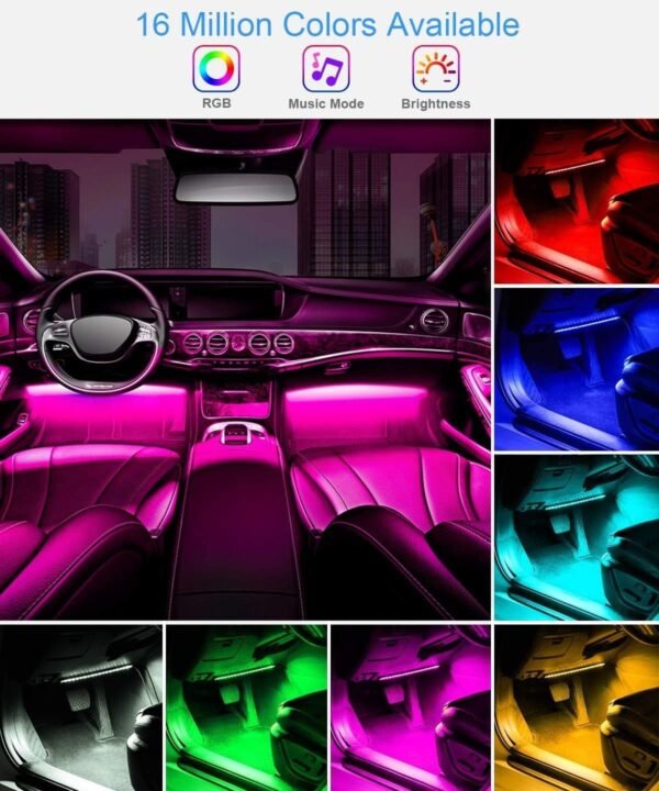 Govee Striscia LED Auto con APP, 4pcs 22cm Luci LED Interne per Auto con 9 Colori Multicolore Due linee Design, Musica sotto il cruscotto Kit di illuminazione, DC 12V - Image 2