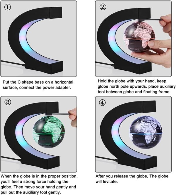 Magnetico Levitazione Galleggiante Mappa del Mondo Globo Multi-Color Cambiando Rotante Globo Levitante con Luci LED Ufficio Casa Decorazione Gadget per Amico Insegnante Business Compleanno Regalo - Image 5