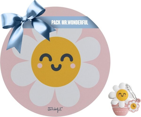 WONDEE Mr Wonderful - Set regalo Margherita Pendrive originale USB 32 GB + tappetino per mouse per bambini rotondo antiscivolo, regali originali per donne e ragazze