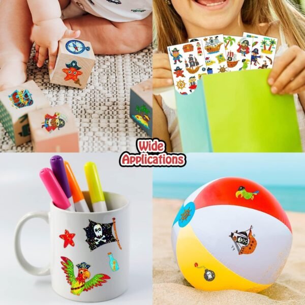 Leesgel Glitter Tatuaggi Pirata per Bambini, 125 Stili Tatuaggi Temporanei Bambini Trasferelli per Bambini, Gadget Compleanno Bambini Festa Compleanno Invitati - Image 4