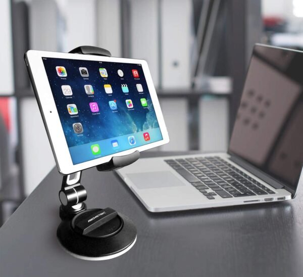 AboveTEK Supporto Pieghevole per Tablet per Auto, Supporto per iPad da 4-11" con Supporto a Ventosa per Parabrezza dell'Auto, Vetro, Letto, Cucina e Ufficio - Nero - Image 8