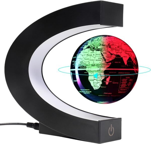 Globi magnetici galleggianti e levitanti Mappa del mondo da 3 "con luci a led, decorazioni da ufficio per uomini Regali di compleanno unici