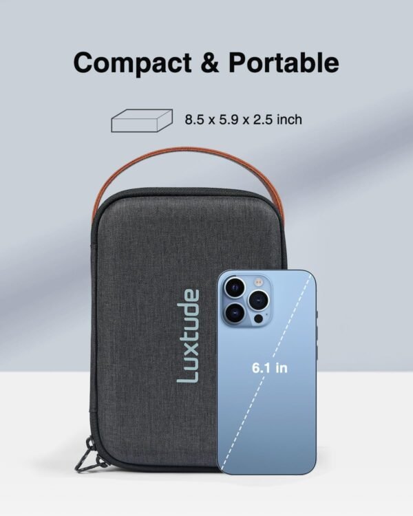 Luxtude Organizer elettronico da viaggio, piccolo organizer tecnologico, custodia rigida per caricabatterie, borsa tecnologica da viaggio, borsa elettronica portatile, accessori da viaggio per - Image 4