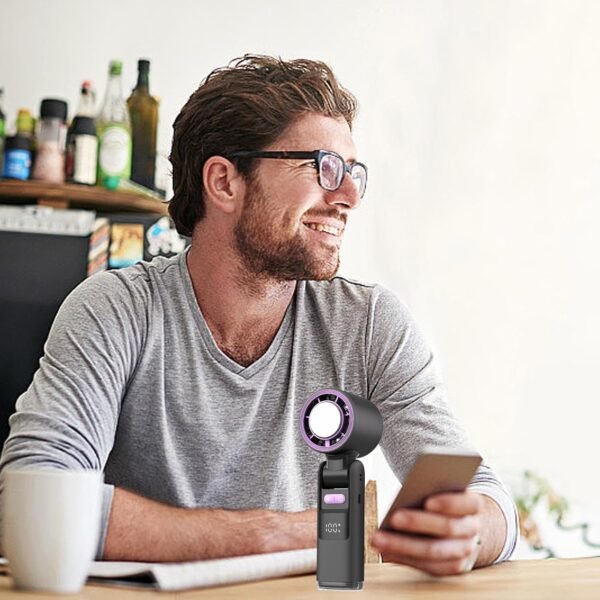 Mxshc Ventola di raffreddamento personale, ventola di raffreddamento ad alta velocità | Ventilatori personali pieghevoli a batteria | Ventilatore tascabile portatile per compleanno, Natale, Capodanno, - Image 3