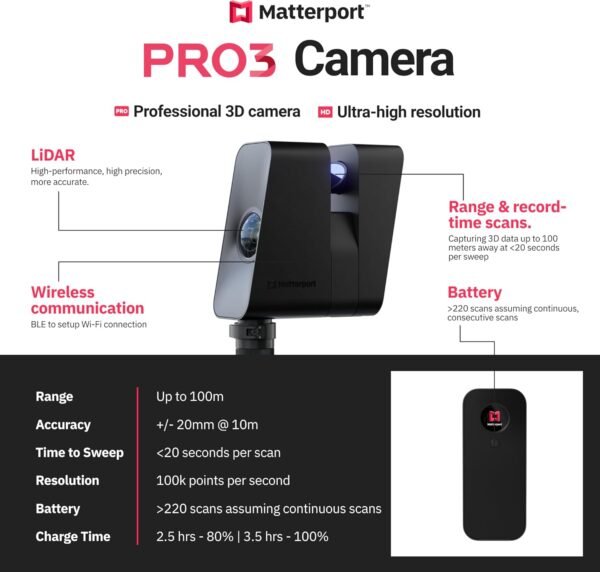 Matterport Fotocamera digitale scanner 3D Lidar Pro3 per tour virtuali 3D professionali con visualizzazioni a 360° e fotografia 4K Spazi interni ed esterni con precisione affidabile - Image 2