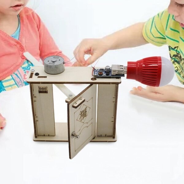 Folpus Modello di generatore Manuale in Legno Modello Dinamo Piccolo Gadget tecnologico con Stelo Giocattolo di scienze fisiche per Bambini in età scolare - Image 3