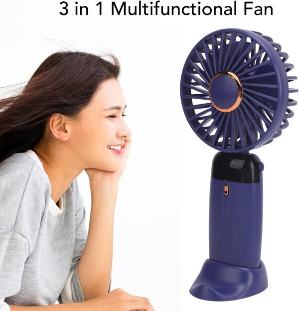 TOPINCN Mini Ventola Portatile, Ventola Personale Ricaricabile Pieghevole a 90 ° con Base, Ventilatore da Viaggio Piccolo 5 velocità, Dimensioni Tasca (Blue) - Image 4