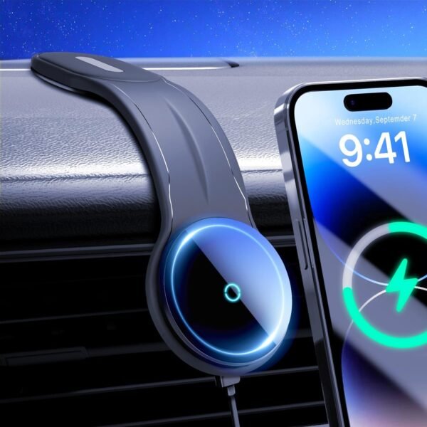 ANKEWAY 15W Magnetico Caricatore Wireless Auto, Supporto di Ricarica Rapida Wireless per Auto con QC3.0, Caricabatterie da Auto MagSafe Compatibile con iPhone Serie 16 15 14 13 12 e Altri Telefoni