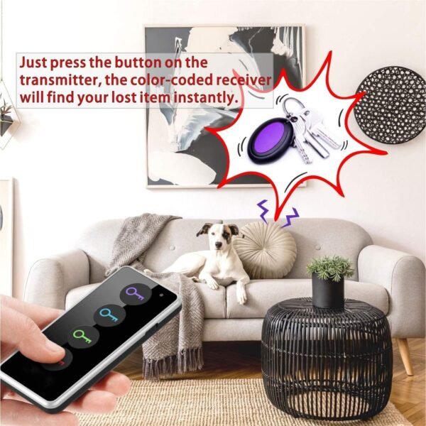 Reyke Localizzatore Chiavi Trova Chiavi,Trasmettitore wireless Key Finder, Remote Finder w/torcia LED per i tasti del telefono cellulare degli animali domestici - Image 3