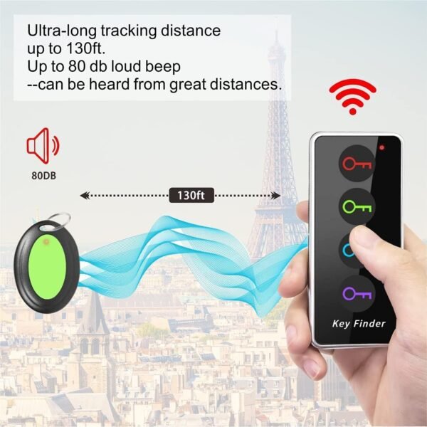 Reyke Localizzatore Chiavi Trova Chiavi,Trasmettitore wireless Key Finder, Remote Finder w/torcia LED per i tasti del telefono cellulare degli animali domestici - Image 4