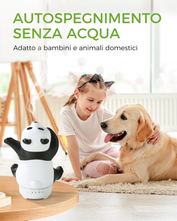 Diffusore di oli essenziali Panda - Simpatico diffusore di aromi rotante per la casa con luce a 7 colori, diffusore di aromaterapia per camera da letto e ufficio - Image 6