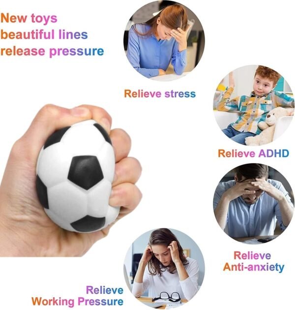 Steemjoey Set di 4 Sports Stress Balls Giocattolo Giocattolo di Ansia Sensoriale Gocattolo Stress Sollievo per Bambini Adulti, Include Pallacanestro, Calcio, Palla da Calcio, Palla da Tennis - Image 3