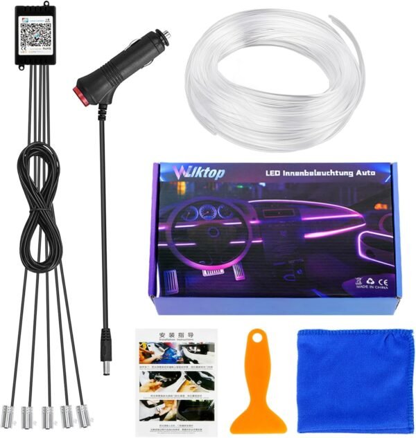 Wilktop Striscia LED RGB per interni auto, 6 meter, per auto, con app - Image 7