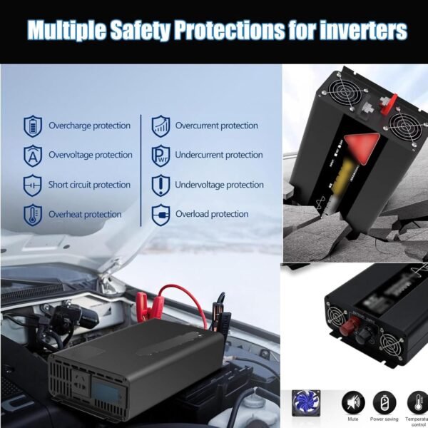 Mcamgiczin Convertitore di Potenza, Inverter Solare a Onda sinusoidale Pura Convertitore per Auto da 10000 W, 24/48 V per caricare e Alimentare Laptop, TV, Kindle, luci, Gadget per Auto,24V - Image 4