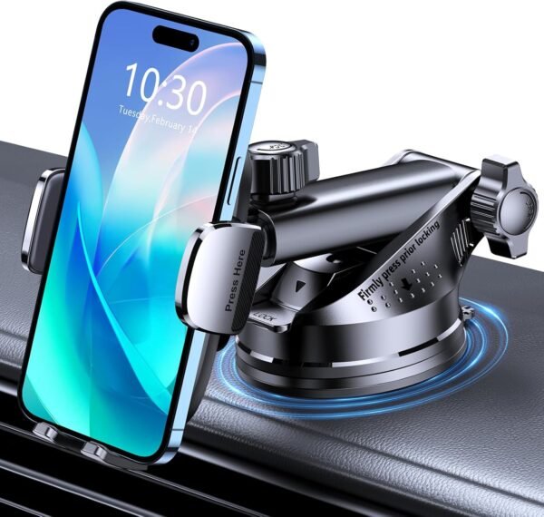 Mohard Porta Cellulare Auto, (Mai Cadere) Supporto Telefono Auto da Cruscotto Ultra Robusto, Rilascio Rapido & 360° Ruotabile Porta Telefono Auto Compatibile con iPhone, Samsung e Telefoni da 4-7"